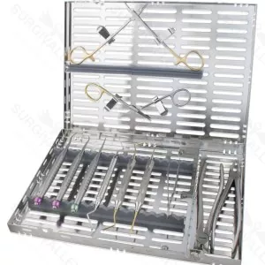 Dental Atraumatic Extraction Kit Of 11 Pieces Instruments With Large Cassette