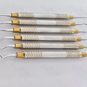 Dental Vista Tunneling Curettes Implantology Gold Plated Set Of 6 Pcs