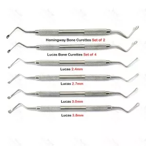 6PCS Lucas Curettes Hemingway Bone Curettes Dental Spoon Excavator Lab