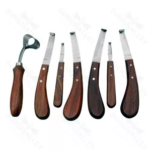 Hoof Knife Set 7 Hoof Knives Wide & Narrow Blade Double Edge