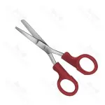 Nurses Bandage And Cloth Scissors Straight 145 mm Blunt Plastic Handles Red Non Sterile Reusable