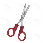 Nurses Bandage And Cloth Scissors Straight 145 mm Blunt Plastic Handles Red Non Sterile Reusable