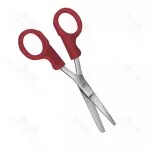 Nurses Bandage And Cloth Scissors Straight 145 mm Blunt Plastic Handles Red Non Sterile Reusable